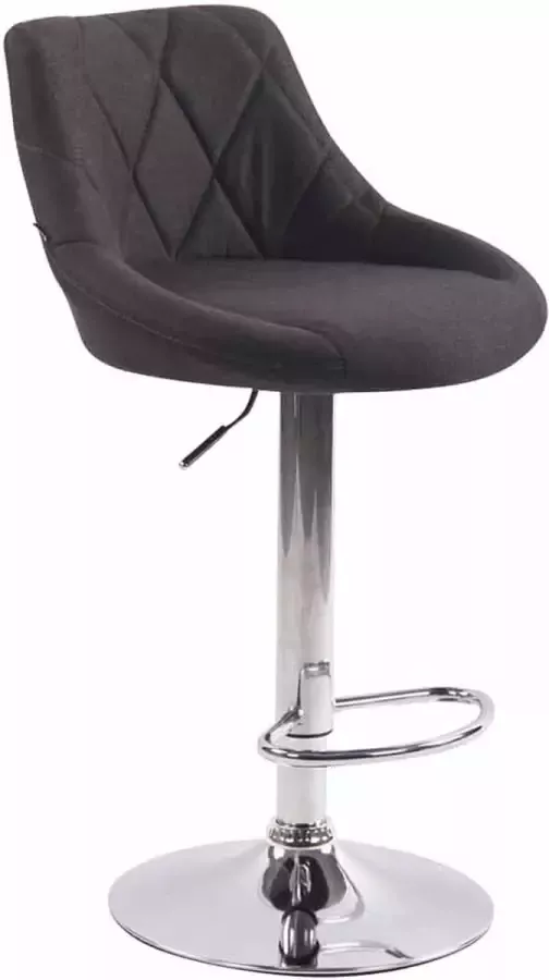 CLP Lazio Barkruk Met rugleuning Verstelbaar Voetsteun Stof chroom donkergrijs - Foto 3