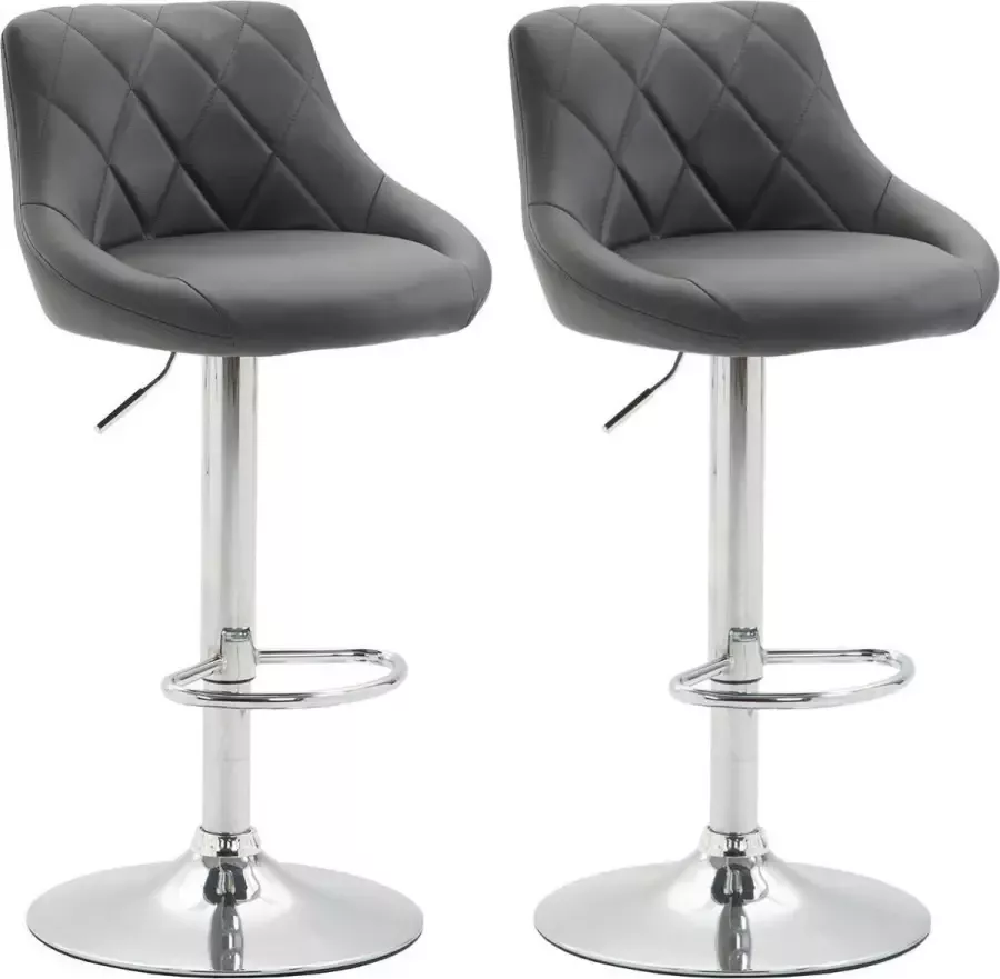 Clp Lazio Set van 2 barkrukken Kunstleer Grijs