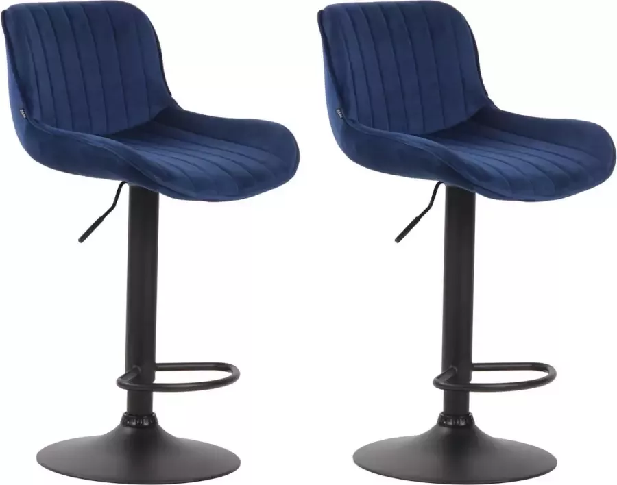 CLP Lentini Set van 2 barkrukken Fluweel blauw zwart