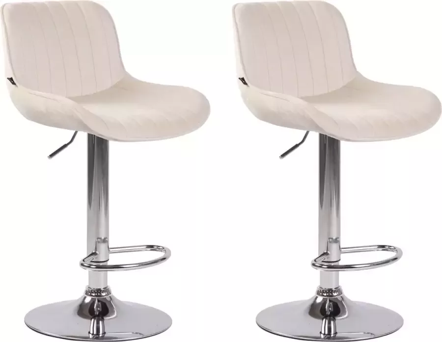 CLP Lentini Set van 2 barkrukken Fluweel creme chroom