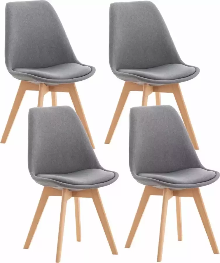 Clp Linares Set van 4 eetkamerstoelen licht grijs Stof