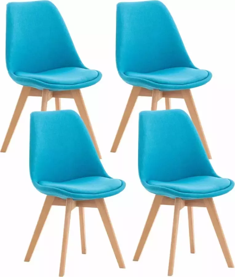 Clp Linares Set van 4 eetkamerstoelen turkis Stof