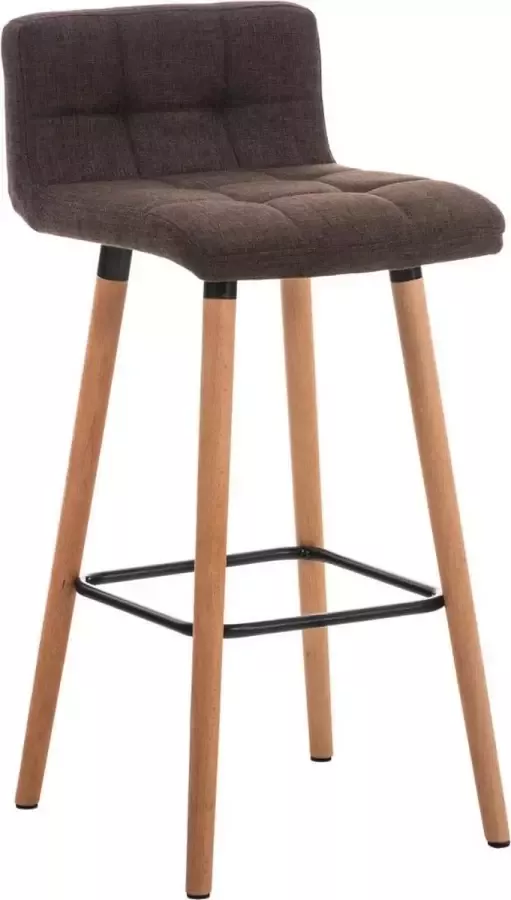 Clp Lincoln Barkruk Met rugleuning Voetsteun Stof bruin