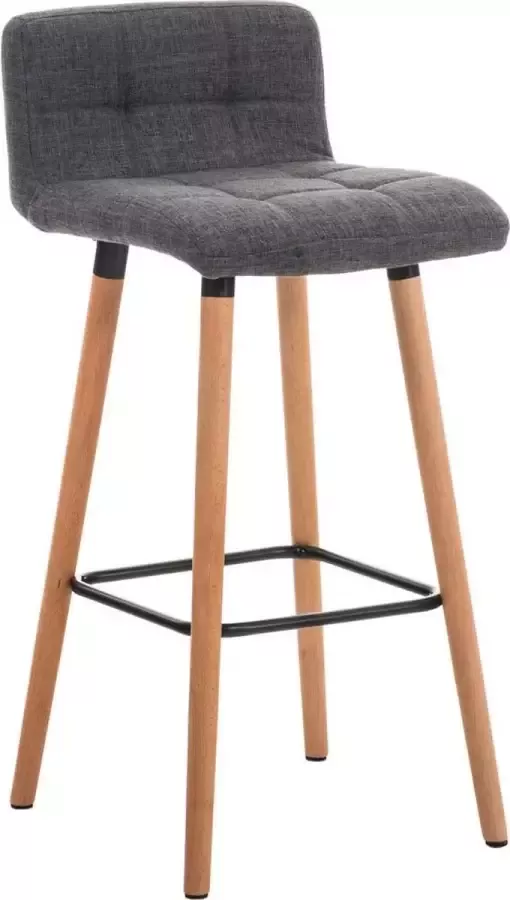 Clp Lincoln Barkruk Met rugleuning Voetsteun Stof Lichtgrijs