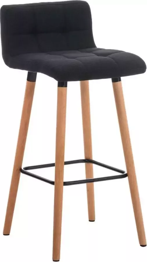 Clp Lincoln Barkruk Met rugleuning Voetsteun Stof zwart