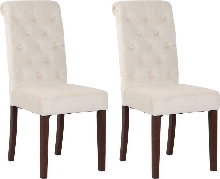 Clp Lisburn Set van 2 eetkamerstoelen Zonder armleuning creme Fluweel