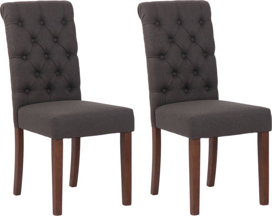 CLP Lisburn Set van 2 eetkamerstoelen Zonder armleuning donkergrijs Stof