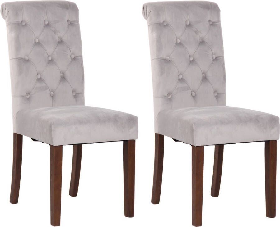 Clp Lisburn Set van 2 eetkamerstoelen Zonder armleuning grijs Fluweel