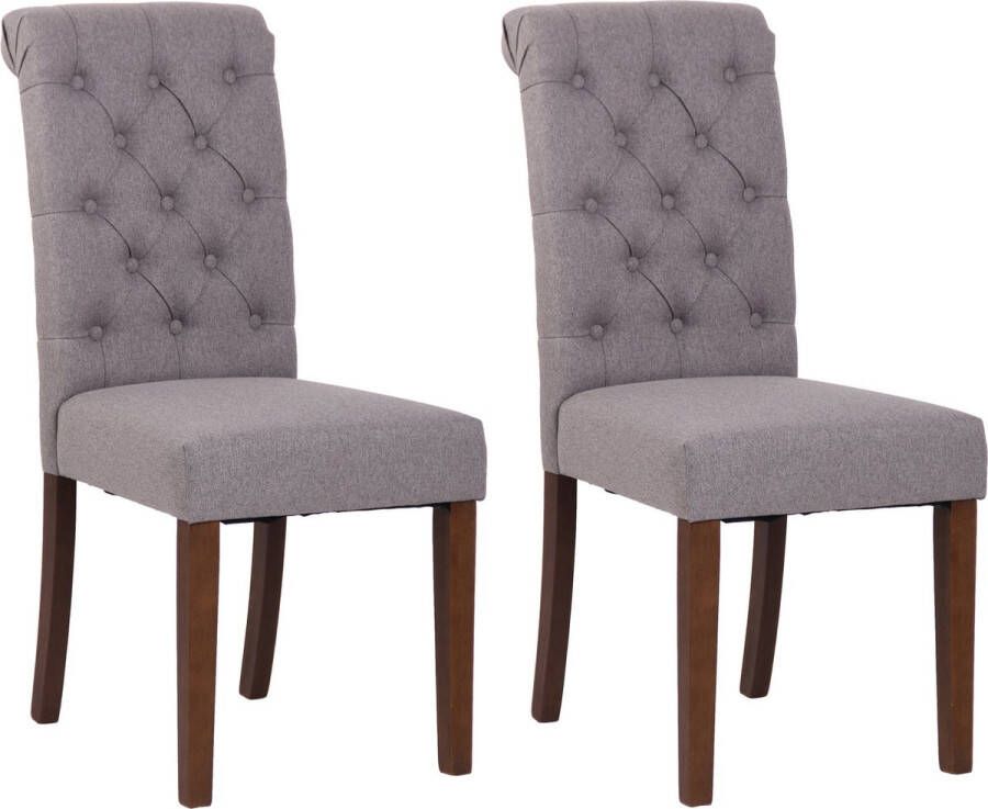 Clp Lisburn Set van 2 eetkamerstoelen Zonder armleuning grijs Stof