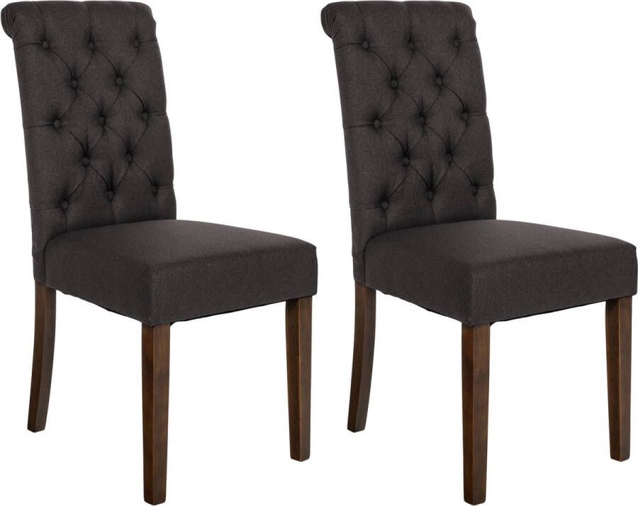 Clp Lisburn Set van 2 eetkamerstoelen Zonder armleuning zwart Stof