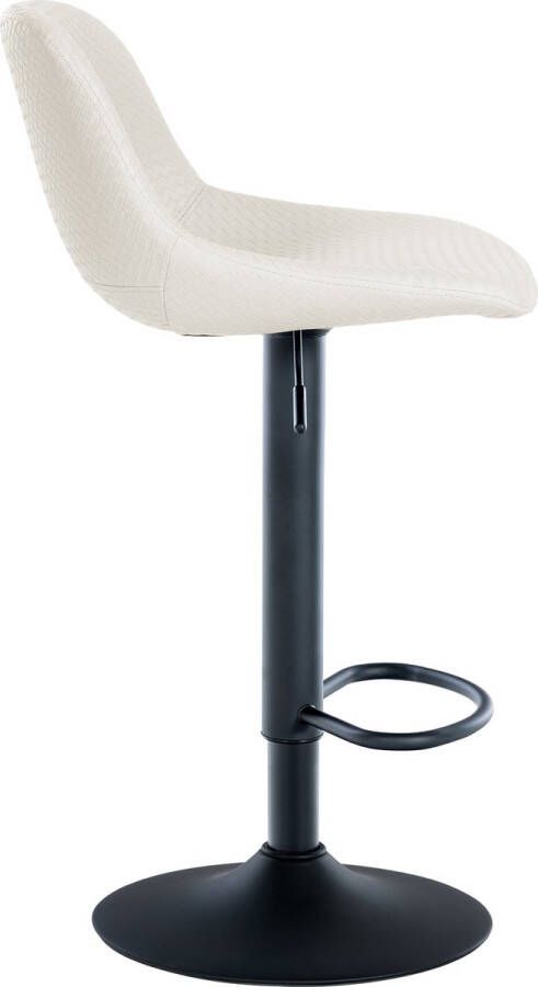 CLP Loft Barkruk Met rugleuning Verstelbaar Voetsteun creme Kunstleer - Foto 2