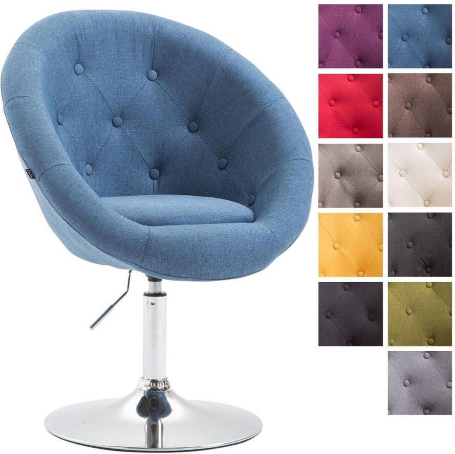 Clp Lounger LONDON V2 eetkamerstoel bezoekersstoel woonkamerstoel fauteuil bureaustoel Zithoogte van 47 62 cm met bekleding van stof blauw