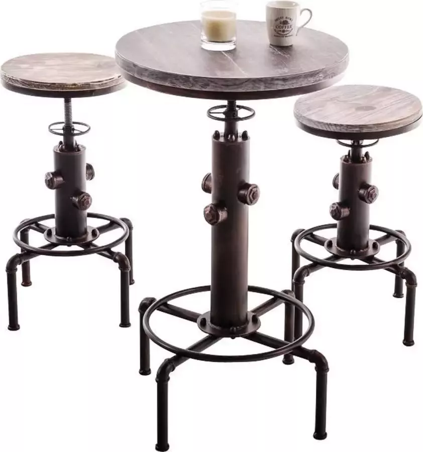 CLP Lumos Barkruk Industrieel In Hoogte Verstelbaar Houten Zitting Metalen Onderstel Zonder Rugleuning Ø32 5 cm bronzen bronzen - Foto 2