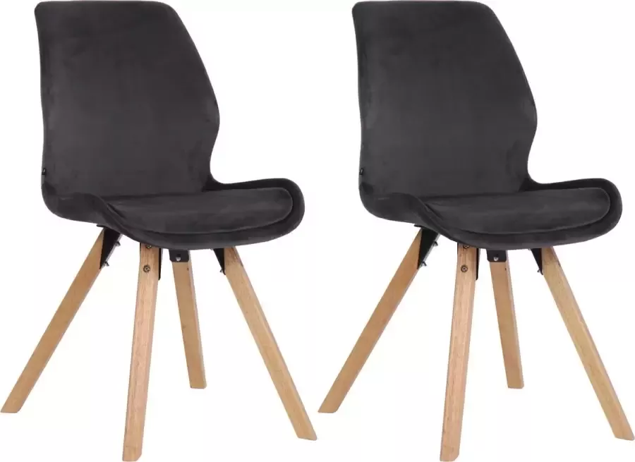 Clp Luna Set van 2 eetkamerstoel Industrieel Zonder armleuning donkergrijs Fluweel