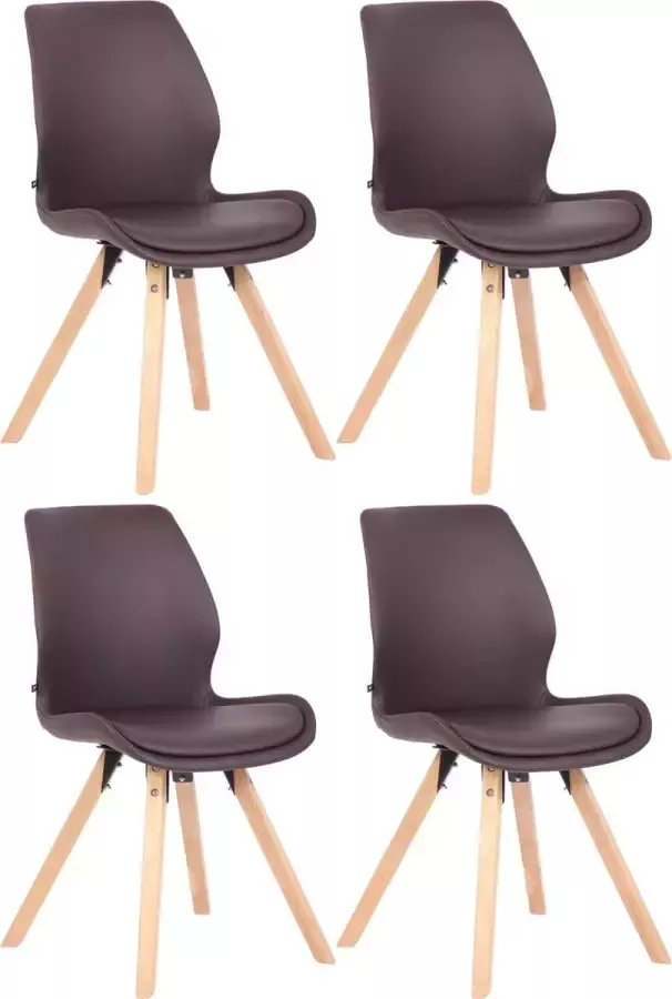 Clp Luna Set van 4 eetkamerstoel Industrieel Zonder armleuning bruin Kunstleer