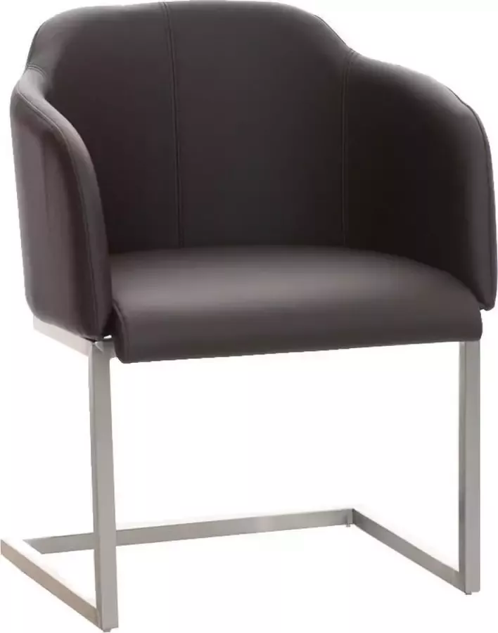 Clp Magnus Eetkamerstoel Bezoekersstoel Met armleuning Kunstleer bruin