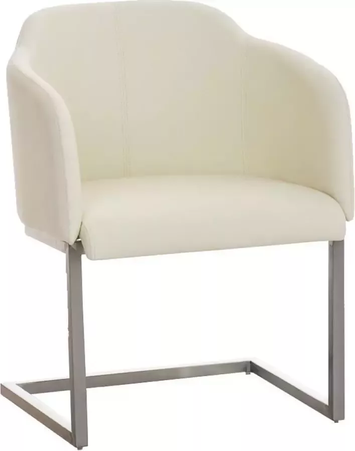 Clp Magnus Eetkamerstoel Bezoekersstoel Met armleuning Kunstleer creme - Foto 2