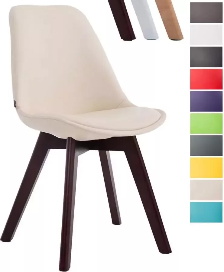 Clp Manado Eetkamerstoel Kunstleer creme walnoot