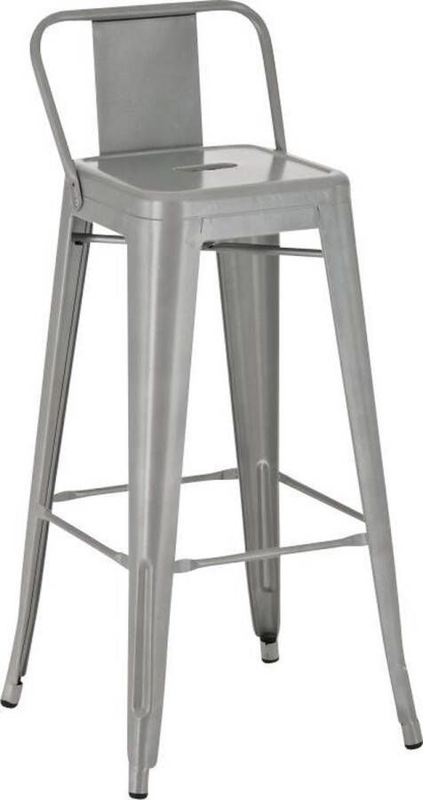 CLP Mason Barkruk Met rugleuning Voetsteun Metaal zilver natura