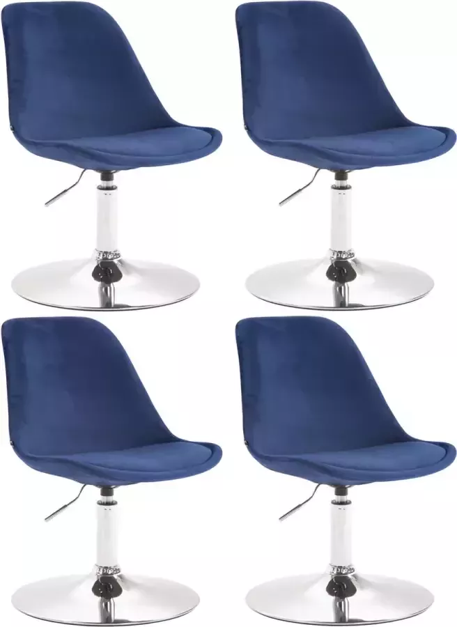 Clp Maverick Set van 4 Eetkamerstoelen Fluweel blauw chroom