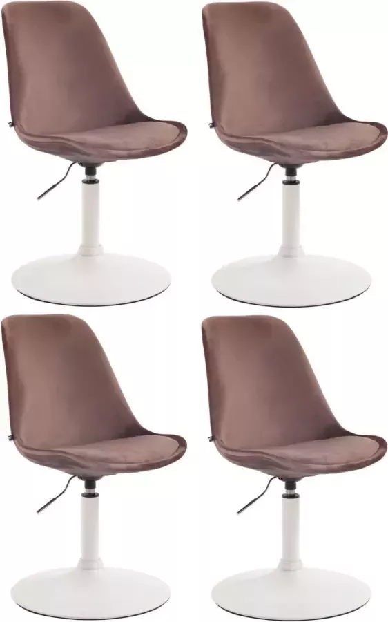 Clp Maverick Set van 4 Eetkamerstoelen Fluweel bruin wit