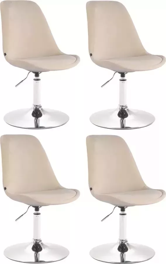 Clp Maverick Set van 4 Eetkamerstoelen Fluweel creme chroom
