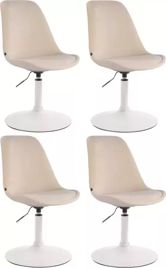 CLP Maverick Set van 4 Eetkamerstoelen Fluweel creme wit