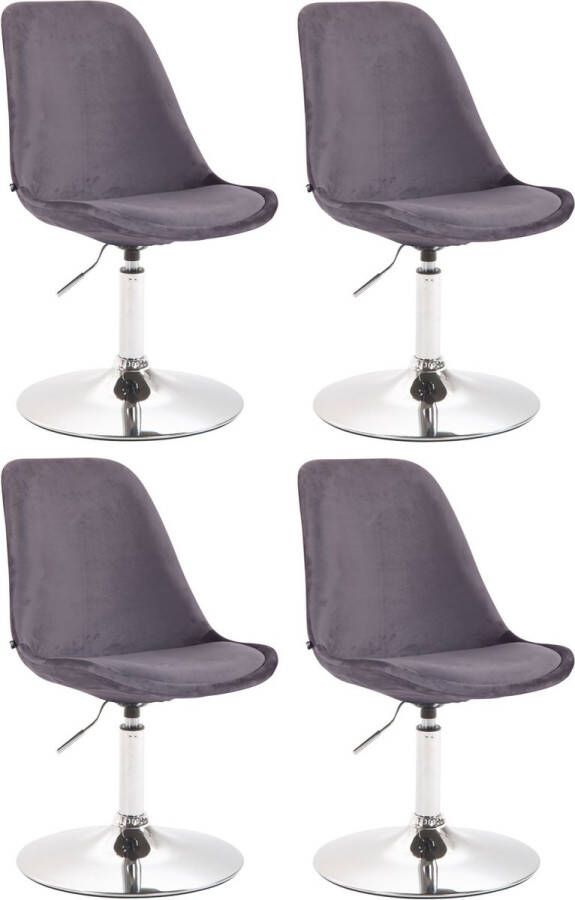 Clp Maverick Set van 4 Eetkamerstoelen Fluweel donkergrijs chroom