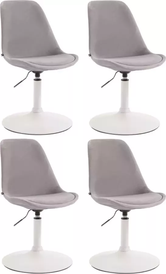 Clp Maverick Set van 4 Eetkamerstoelen Fluweel grijs wit