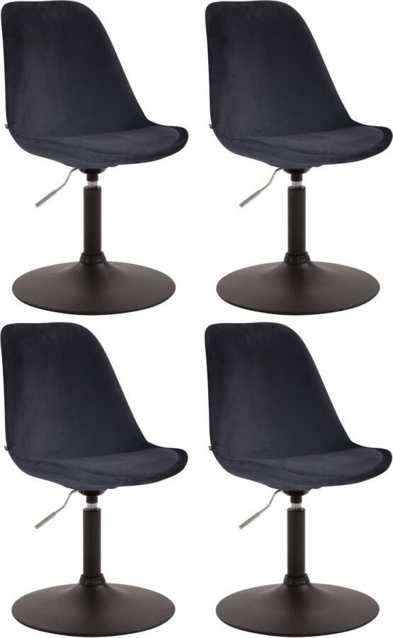 CLP Set van 4 eetkamerstoelen Maverick Zwart frame Fluweel