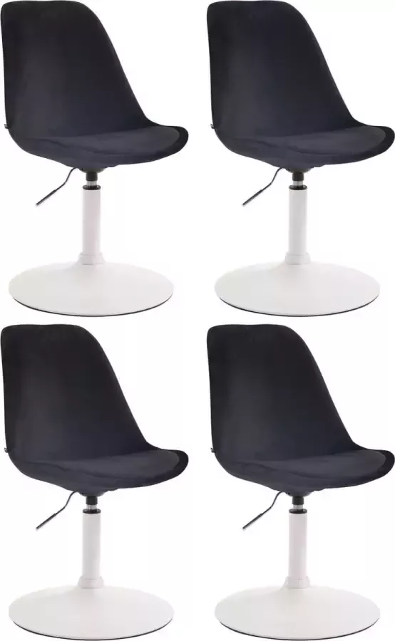 Clp Maverick Set van 4 Eetkamerstoelen Fluweel zwart wit