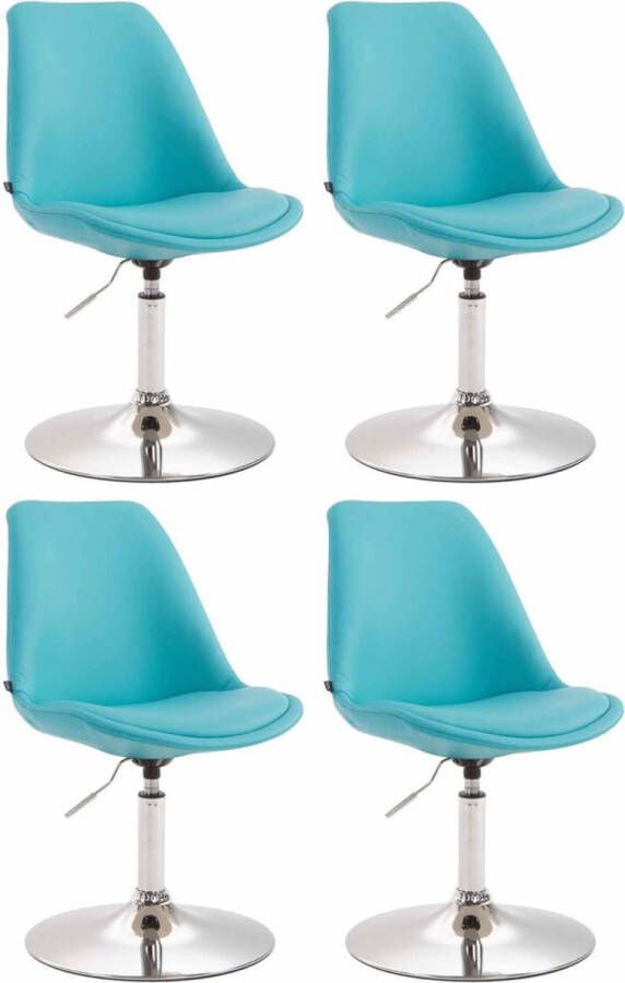 Clp Maverick Set van 4 Eetkamerstoelen Kunstleer blauw chroom