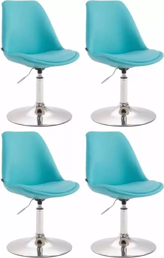 Clp Maverick Set van 4 Eetkamerstoelen Kunstleer blauw chroom