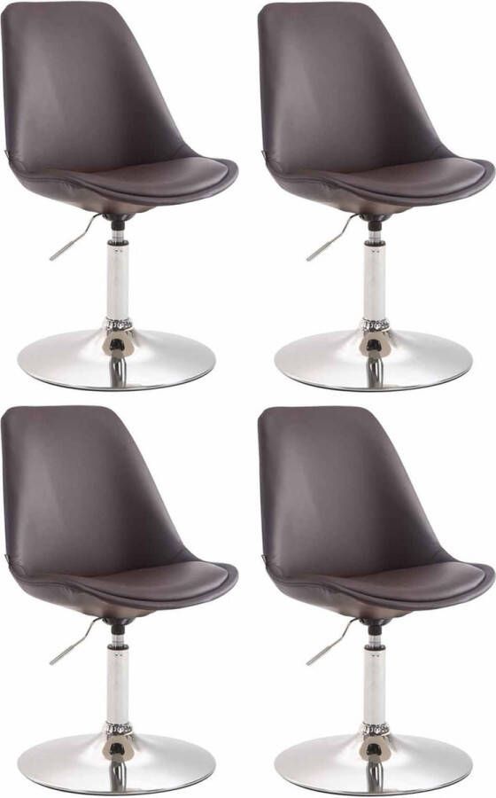 Clp Maverick Set van 4 Eetkamerstoelen Kunstleer bruin chroom