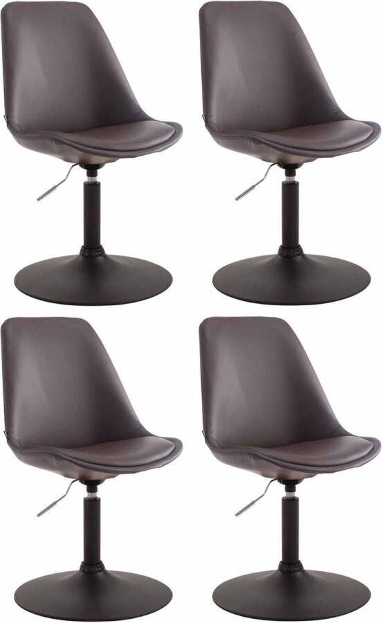 Clp Maverick Set van 4 Eetkamerstoelen Kunstleer bruin zwart - Foto 1