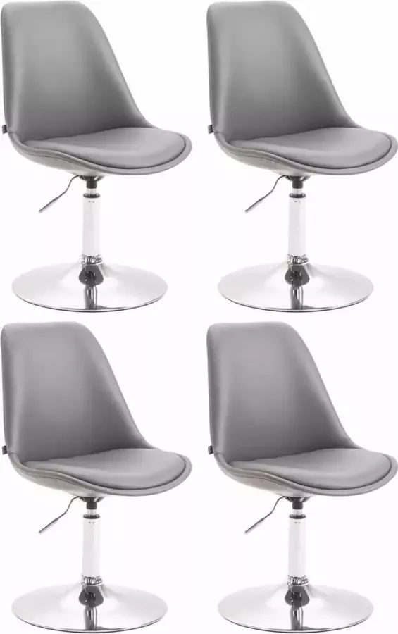 Clp Maverick Set van 4 Eetkamerstoelen Kunstleer grijs chroom