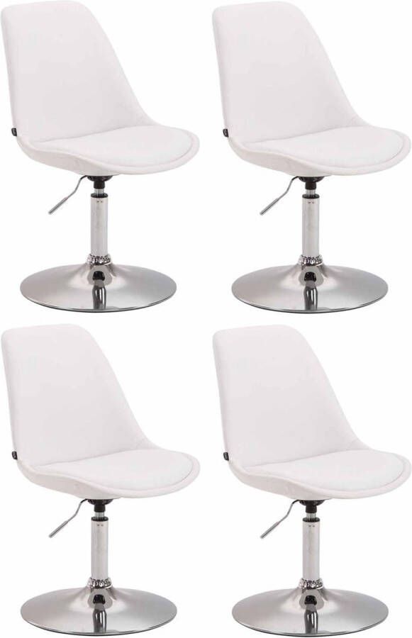 Clp Maverick Set van 4 Eetkamerstoelen Kunstleer wit chroom