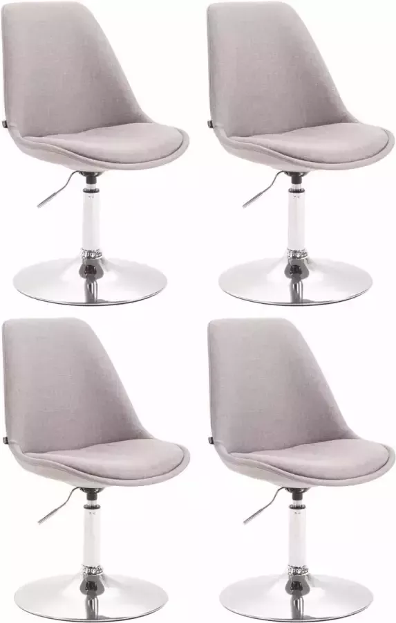 CLP Maverick Set van 4 Eetkamerstoelen Stof grijs chroom - Foto 1