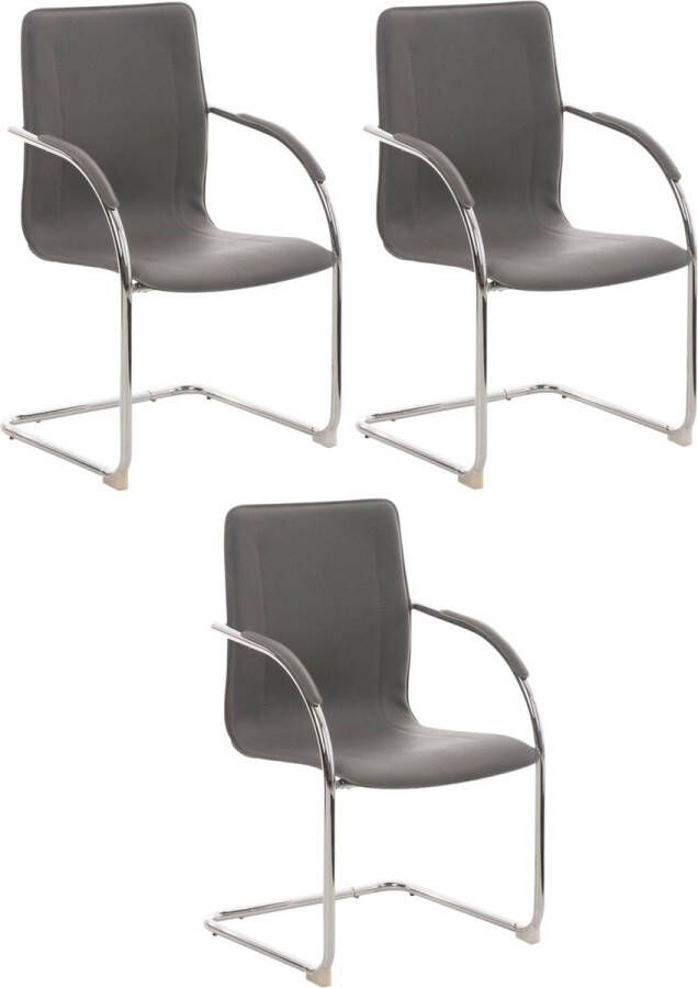 Clp Melina Set van 3 eetkamerstoelen Kunstleer grijs