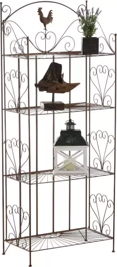 CLP Mia Plantenrek buiten binnen Plantentrap inklapbaar- Bloemenrek Plantenetagere Plantenladder Vier Etages antiek bruin