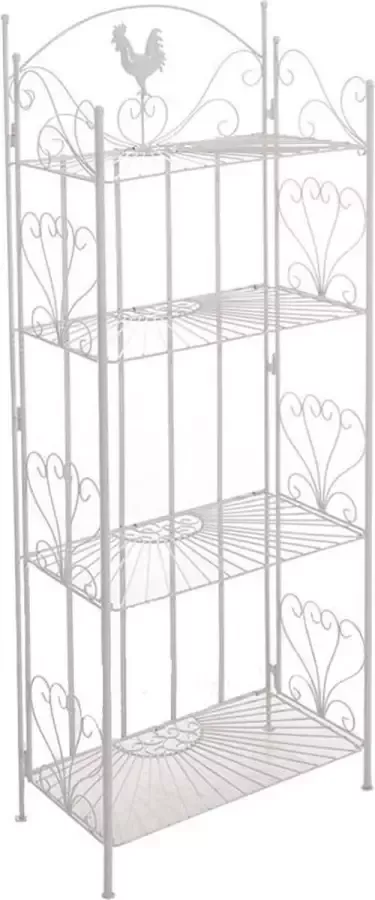 CLP Mia Plantenrek buiten binnen Plantentrap inklapbaar- Bloemenrek Plantenetagere Plantenladder Vier Etages wit