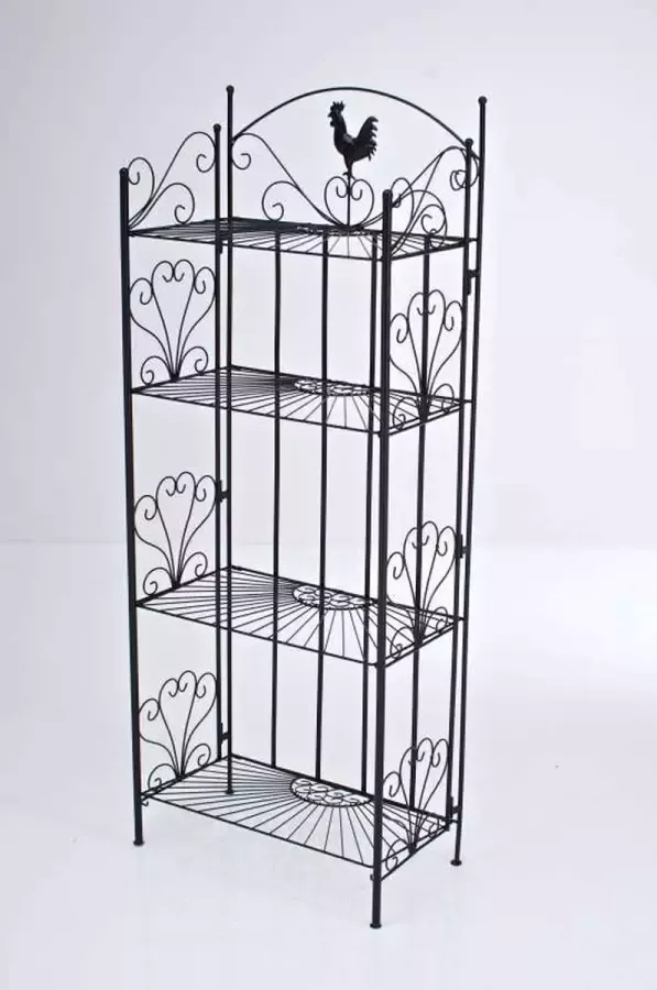 CLP Mia Plantenrek buiten binnen Plantentrap inklapbaar- Bloemenrek Plantenetagere Plantenladder Vier Etages zwart - Foto 2