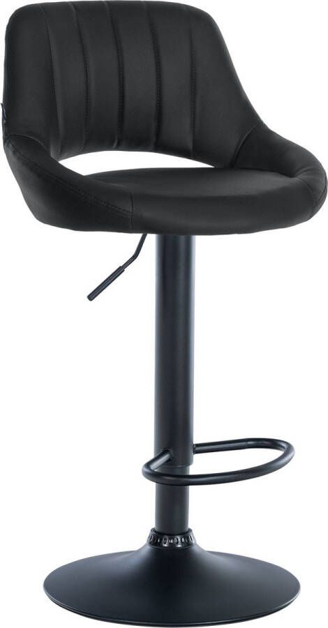 CLP Milet Barkruk Met rugleuning Verstelbaar Kunstleer zwart