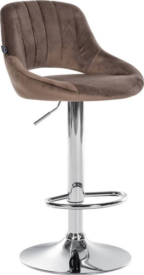 CLP Milet Barkruk Met rugleuning Verstelbaar Velvet Fluweel chroom bruin