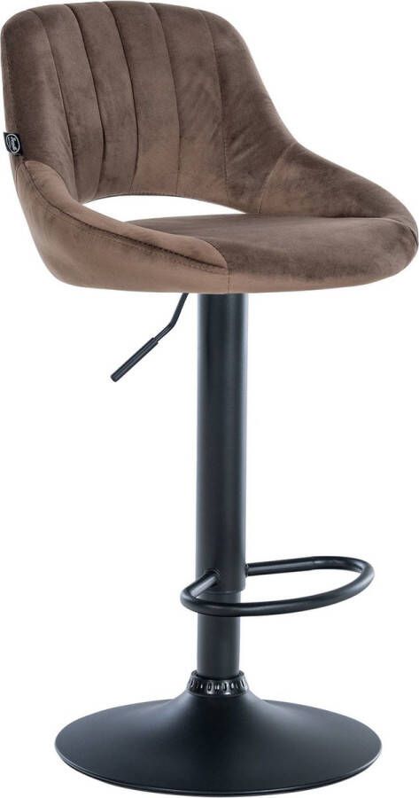 CLP Milet Barkruk Met rugleuning Verstelbaar Velvet Fluweel zwart bruin