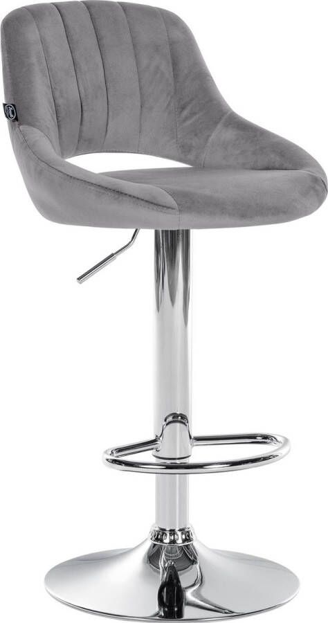 CLP Milet Barkruk Met rugleuning Verstelbaar Velvet Fluweel chroom donkergrijs