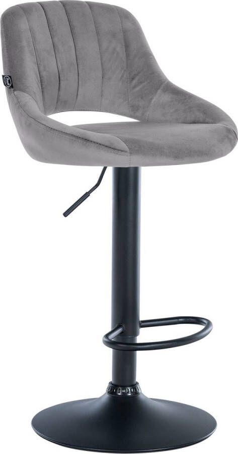 Clp Milet Barkruk Met rugleuning Verstelbaar Velvet Fluweel donkergrijs zwart