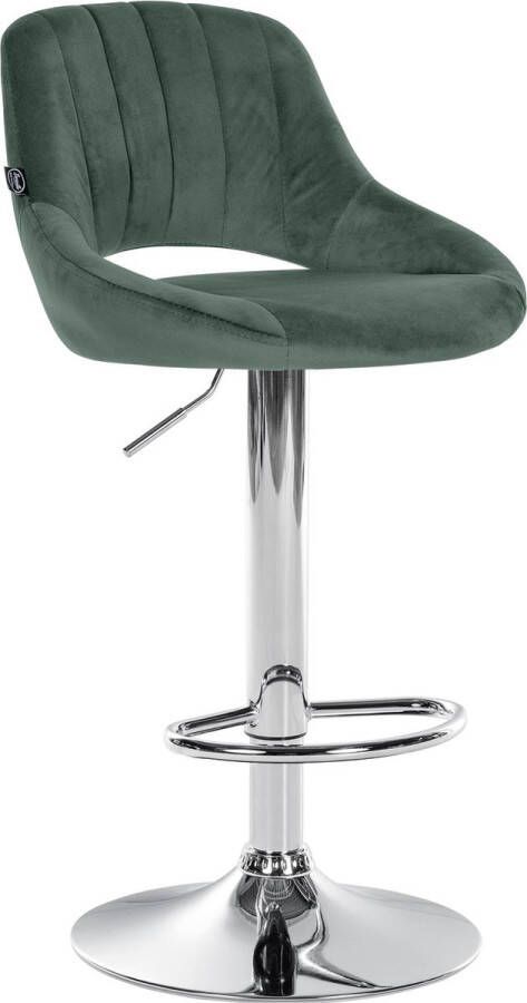 CLP Milet Barkruk Met rugleuning Verstelbaar Velvet Fluweel chroom groen