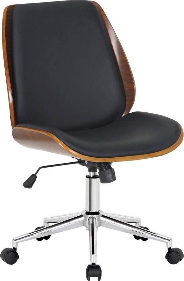 CLP Mitch Bureaustoel Ergonomisch Voor volwassenen Houten afwerking Zonder armleuning Kunstleer walnoot zwart chroom