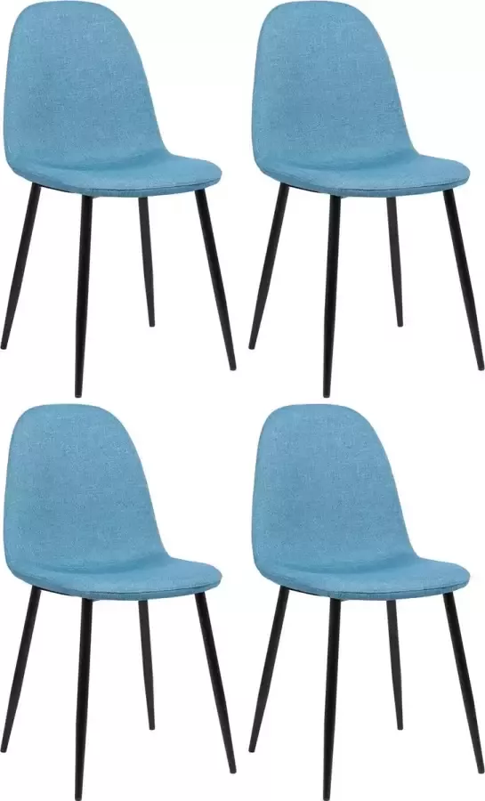 Clp Napier Set van 4 eetkamerstoelen Zonder armleuning blauw Stof - Foto 2